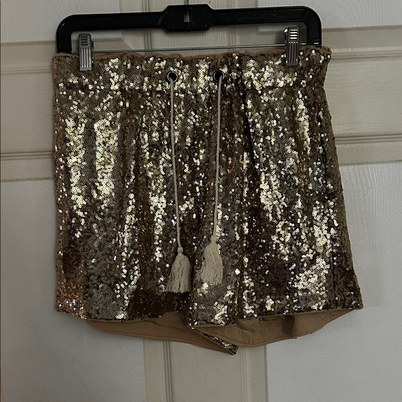 Accessories - Gold Sequin Boxer Drawstring Shorts